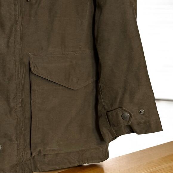 Vintage Nautica Waxed Field Coat Size M Brown Leather Collar Heritage Workwear - Picture 10 of 14